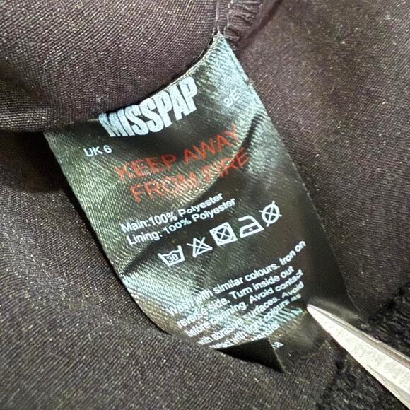 NWT MissPap Black Ruched Cut Out Crossed Plunge Going Out Bodycon Midi Dress 6/S - Picture 8 of 8